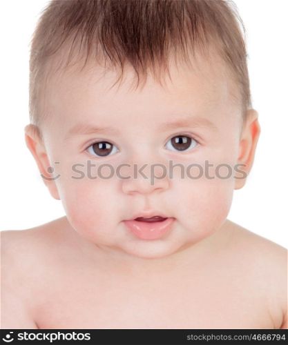 Portrait of cute baby isolated on a white background