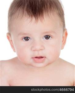 Portrait of cute baby isolated on a white background