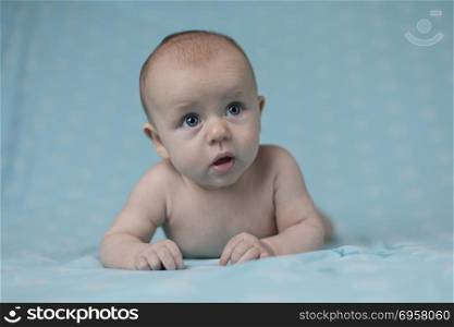 Portrait of cute baby. Portrait of a crawling baby