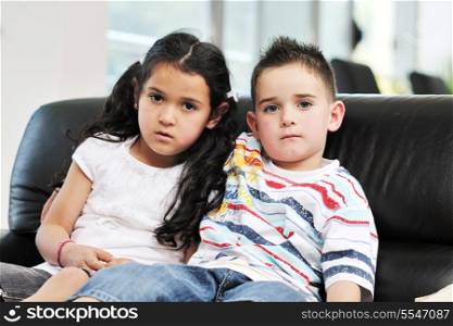 portrait of cute kids at home indoor