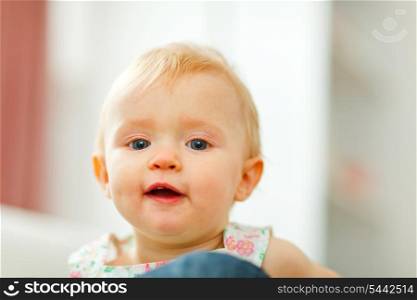 Portrait of cute little baby at home&#xA;