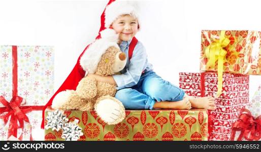 Portrait of cute little kid with teddy bear