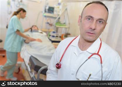 portrait of doctor in hospital room