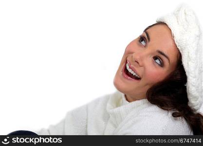 portrait of ecstatic young woman