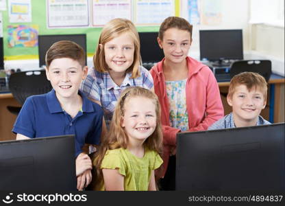 Portrait Of Elementary School Pupils In Computer Class