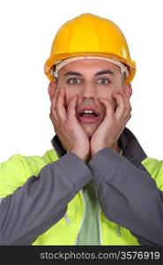 Portrait of expressive building worker