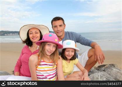 Portrait of family at the beach