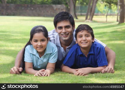 Portrait of family in park