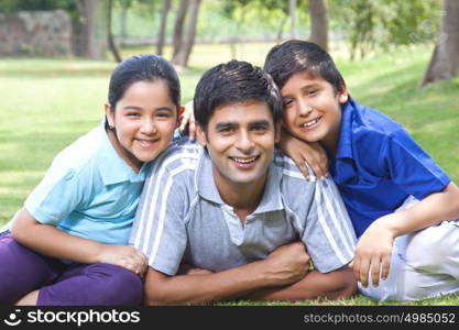 Portrait of family in park