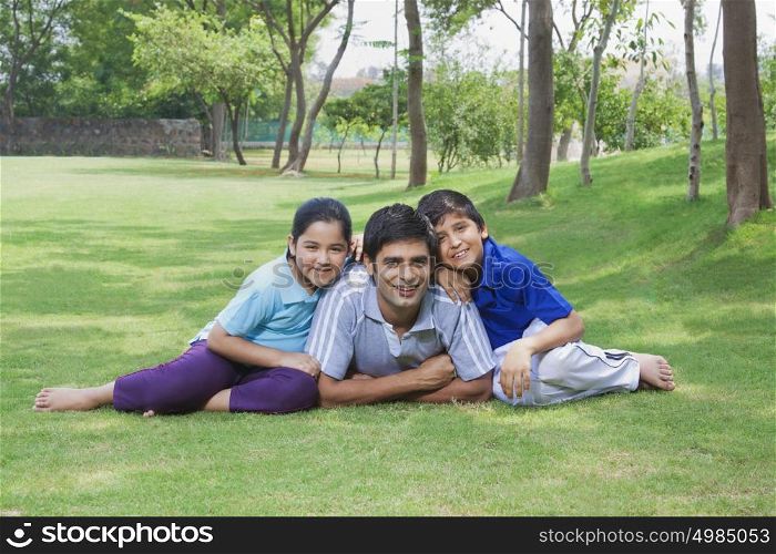 Portrait of family in park
