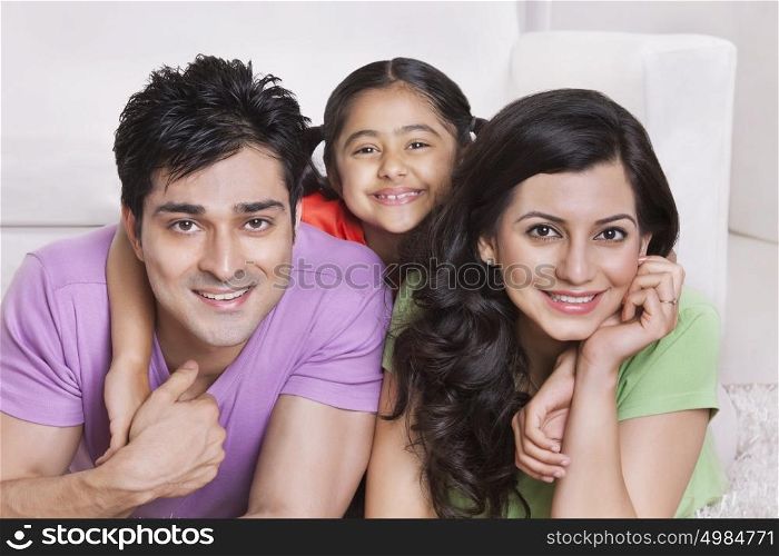 Portrait of family smiling