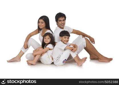 Portrait of family smiling