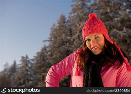 Portrait of fashion model in winter outfit