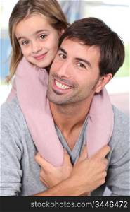 Portrait of father and child having fun together