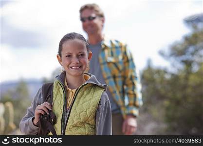 Portrait of father and daughter out hiking, Sedona, Arizona, USA