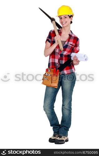 portrait of female bricklayer