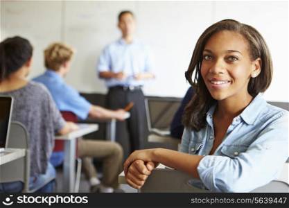 Portrait Of Female High School Student In Classroom