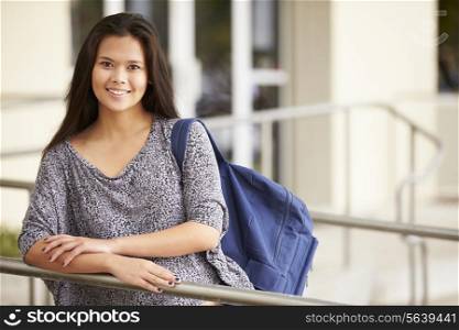Portrait Of Female High School Student Outdoors