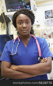 Portrait Of Female Nurse In Emergency Room