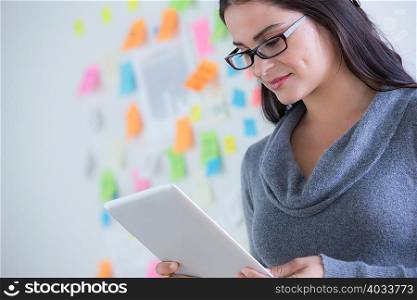 Portrait of female office worker holding file