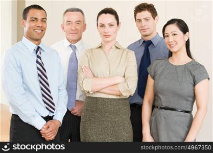 Portrait of five business colleagues