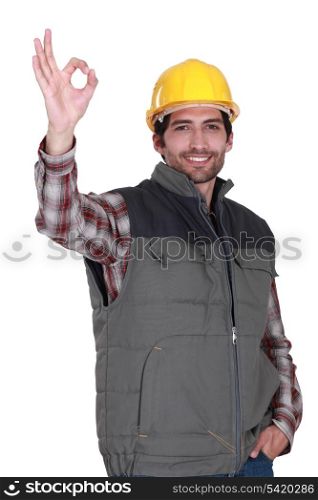 portrait of foreman making okay sign