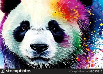Portrait of giant panda bear. Graffiti style. Generative AI