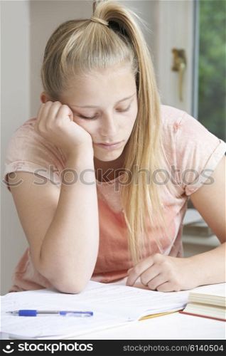 Portrait Of Girl Finding Homework Difficult