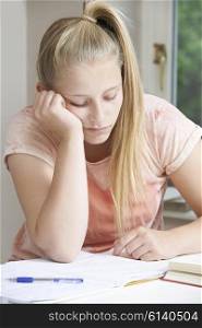 Portrait Of Girl Finding Homework Difficult