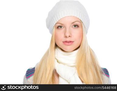 Portrait of girl in winter clothes