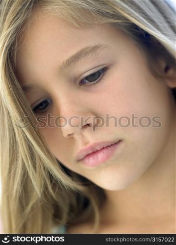 Portrait Of Girl Looking Sad