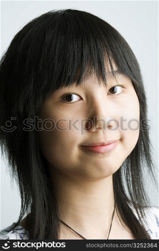 Portrait of girl making a face