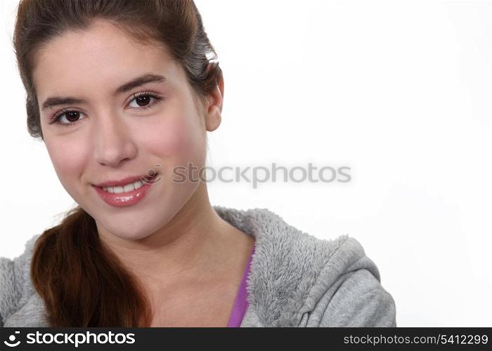 Portrait of girl on white background