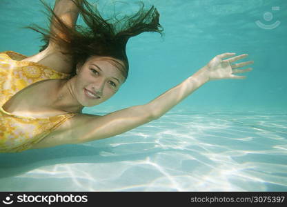Portrait of girl underwater