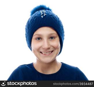 Portrait of girl wearing a winter cap smiling