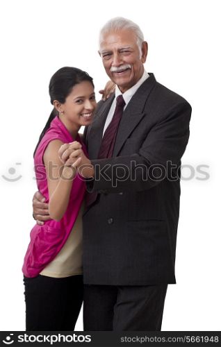 Portrait of granddaughter and grandfather