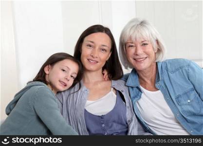 Portrait of grandmother, mother and child