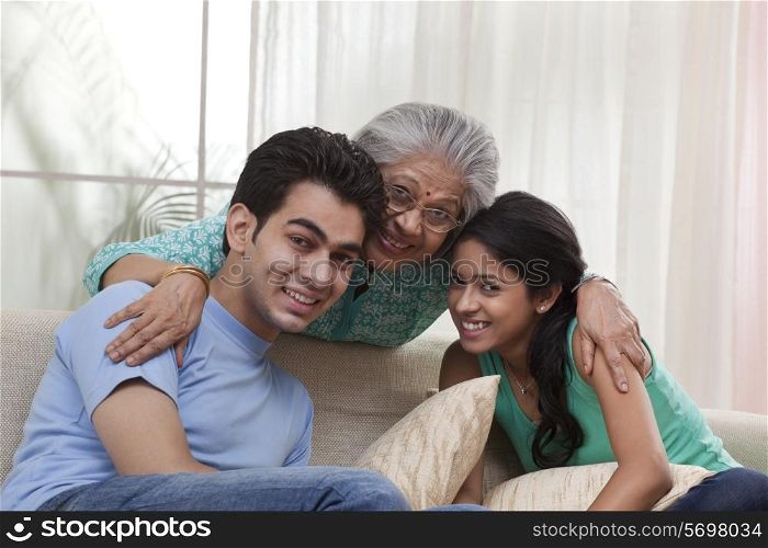 Portrait of grandmother with grandchildren
