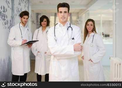 Portrait of group of medical workers portrait in hospital