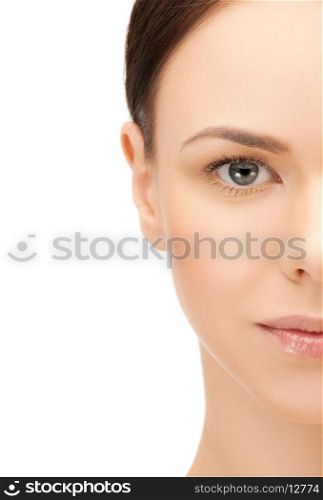 portrait of half face of beautiful woman