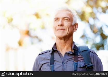 Portrait of handsome man outdoors. Handsome mature man outdoors