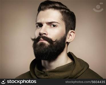 Portrait of handsome man with beard. Close-up