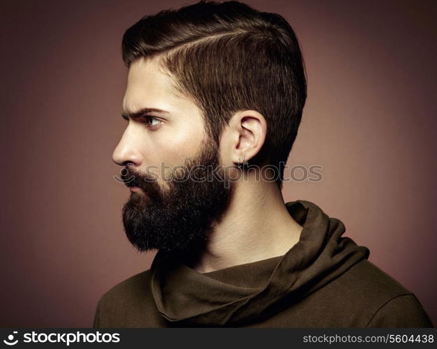 Portrait of handsome man with beard. Close-up