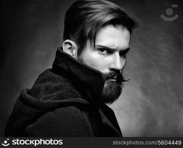 Portrait of handsome man with beard. Close-up