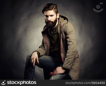 Portrait of handsome man with beard. Close-up