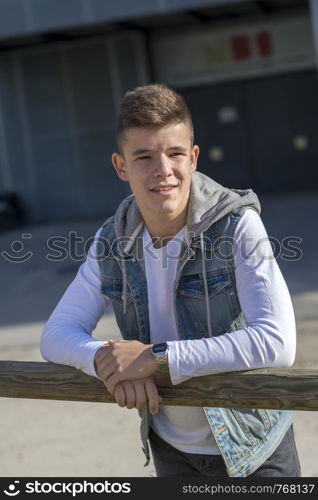 Portrait of Handsome teenage boy outdoors