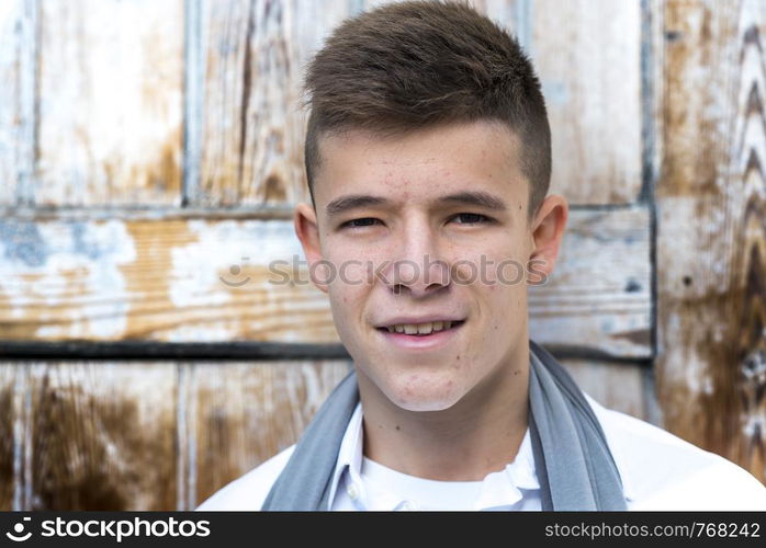 Portrait of Handsome teenage boy outdoors