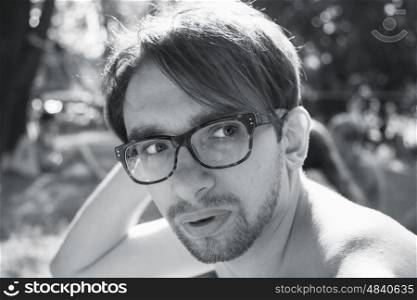Portrait of handsome young man wearing in eyeglasses