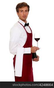portrait of handsome young sommelier