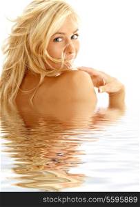 portrait of happy blond in rendered water
